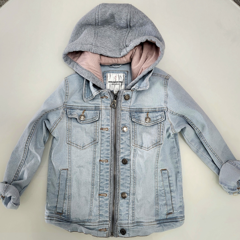 Urban Republic Denim Jacket with Gray and Pink Accents
